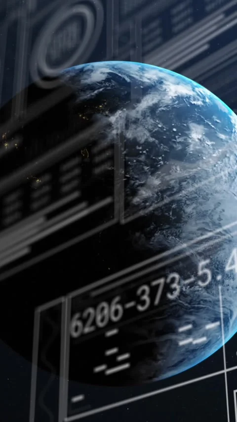 Animation of computing data processing over globe 動画素材 344723676