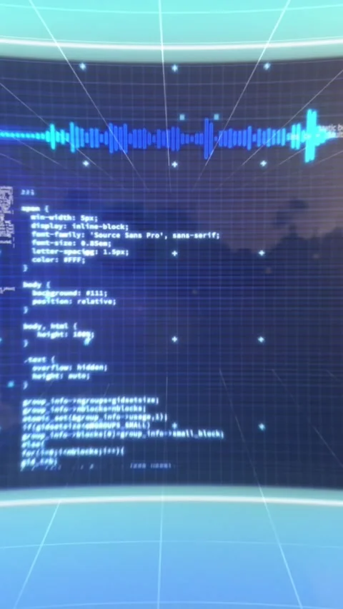 Animation of computing data processing over screens 動画素材 344774742