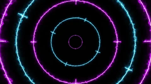 Animation of concentric circles with energetic edge in shades of turquoise Stock Footage 308745391