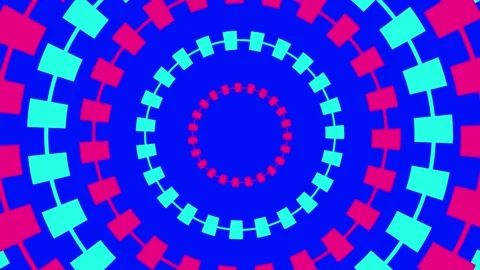 Animation of concentric circles of rotating geometric shapes Stock Footage 308745402