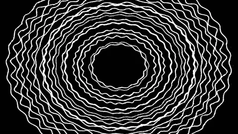 Animation of concentric hand drawn white grunge circles on black background. 動画素材 143044826