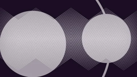 Animation of concentric rings of spheres over grey kinetic parallel zigzag lines Video stock 156387873