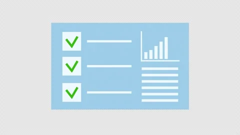 Animation concept checklist with completed tasks, accompanied by a bar grap.. Stock Footage 310540446