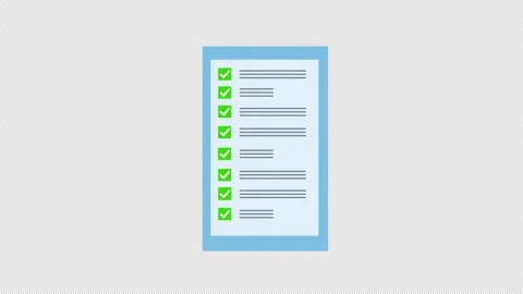 Animation concept checklist with completed tasks, accompanied by summary, s.. Stock Footage 310644745
