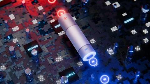 Animation of the concept of fast battery charging. Stock Footage 261884786