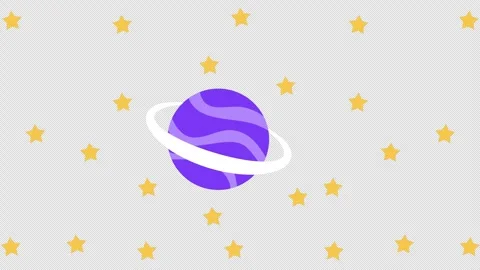Animation concept features a stylized purple planet with white rings surrou.. Stock Footage 310645100