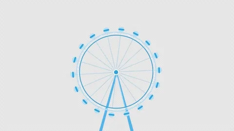Animation concept illustrates a stylized blue Ferris wheel symbolizing amus.. Stock Footage 310644829