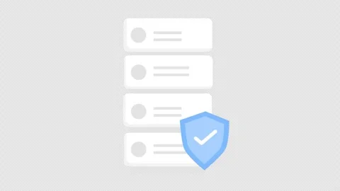 Animation concept shows a secure server or database with a shield icon, sym.. Stock Footage 310542617