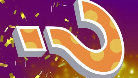 Animation of confetti and light spots over question mark on purple background Stock Footage 312489606