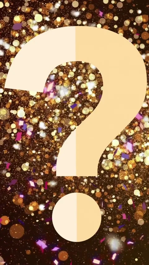 Animation of confetti and light spots over question mark on black background Stock Footage 320759832