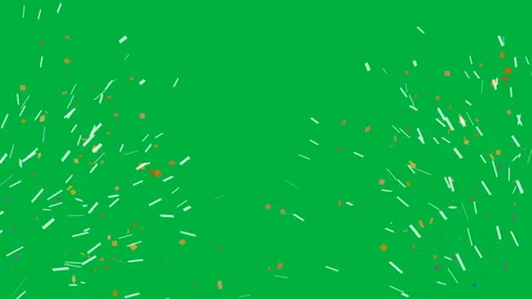 Animation of confetti explodes party popper ribbon motion beside on green screen Stock Footage 144678987