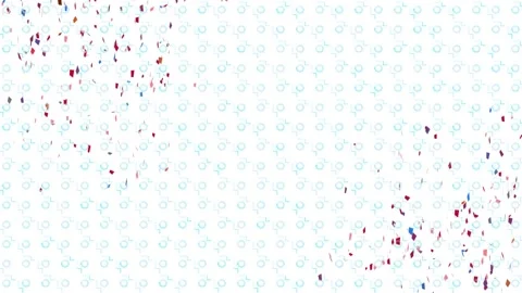 Animation of confetti falling over abstract shape pattern design against white Stock Footage 330344380