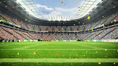 Animation of confetti falling over stadi... | Stock Video | Pond5