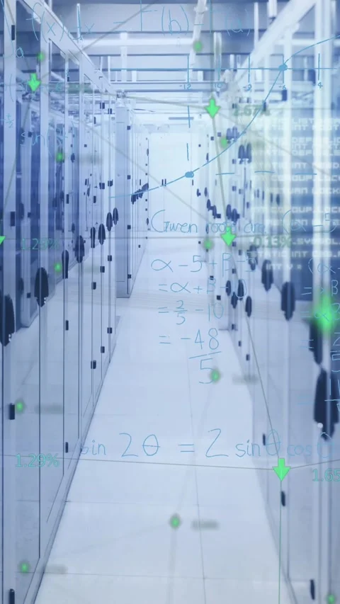 Animation of connected arrow over computer language and mathematical equations Stock Footage 321172163