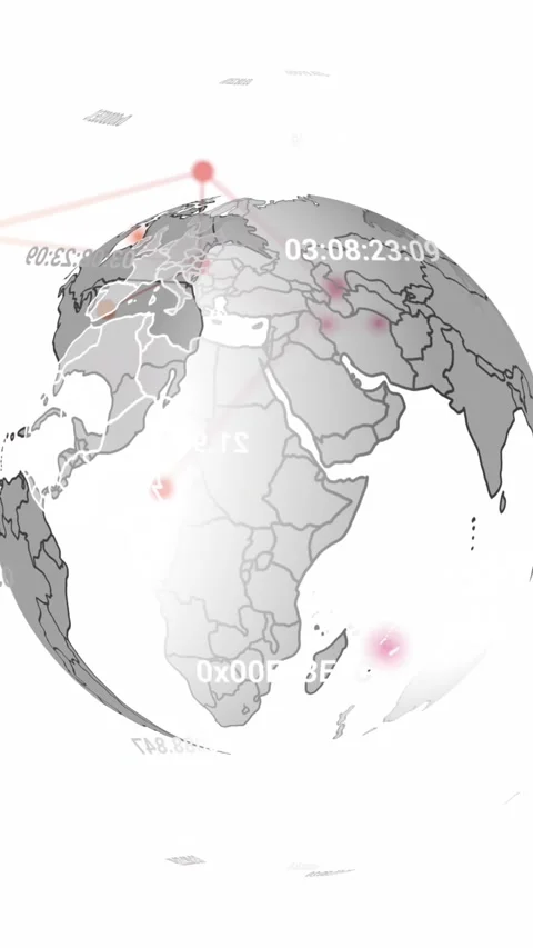 Animation of connected dots and changing numbers around globe against white Stock Footage 344284294