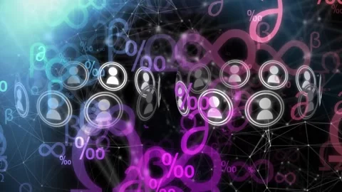 Animation of connected dots and profile icons over mathematics symbols Stock Footage 327783530