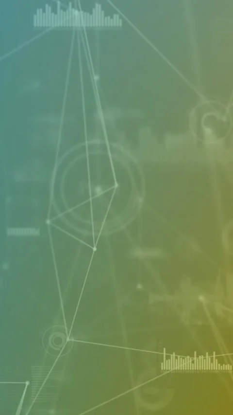 Animation of connected dots with changing numbers and graph icons over gradient Stock Footage 344723277
