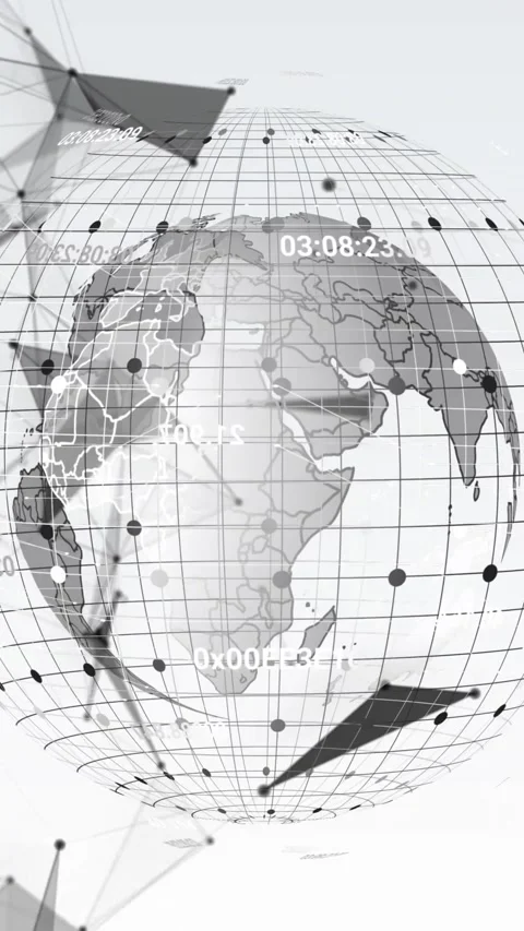 Animation of connected dots forming geometric shape, grid pattern around globe Stock Footage 343902529