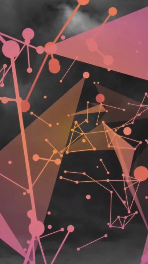 Animation of connected dots forming geometric shapes over lightning through Stock Footage 344766058