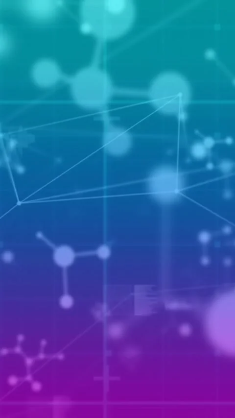 Animation of connected dots with graph icons, floating nucleotides over gradient Stock Footage 344803313