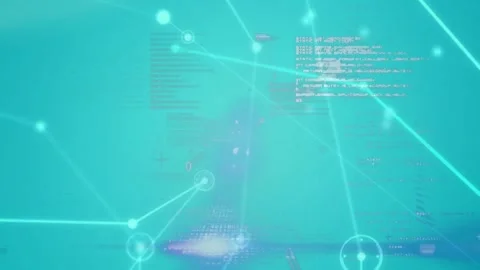 Animation of connected dots over computer language and binary codes against Stock Footage 242020922