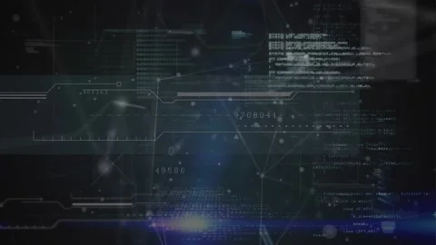 Animation of connected dots, programming language and binary codes against Video stock 222211390