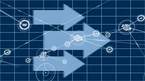 Animation of connected icons with grid p... | Stock Video | Pond5