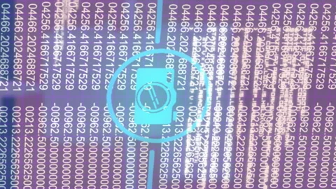 Animation of connected icons over changing numbers, programming language against 스톡 동영상 312726896