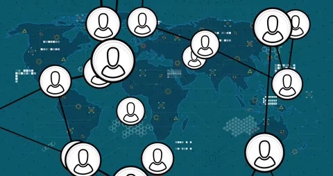 Animation of connected icons over circuit board pattern and shape on map against Stock Footage 329289412