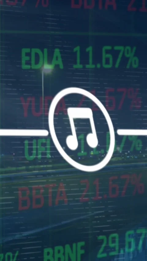 Animation of connected icons over trading board against time-lapse of moving Stock Footage 343721398