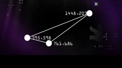 Animation of connected nodes with numerical data on dark abstract background Stock Footage 303505940