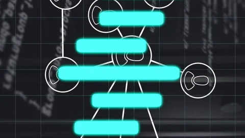 Animation of connected profile icons and blue lines with coding over network Stock Footage 312366135