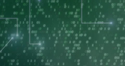 Animation of connecting dots and binary coding in seamless pattern against green 스톡 동영상 244796059