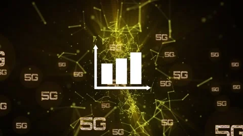 Animation of connections, 5g and graph on black background Stock Footage 328239780