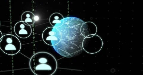 Animation of connections and binary coding data processing over globe Stock Footage 328232952