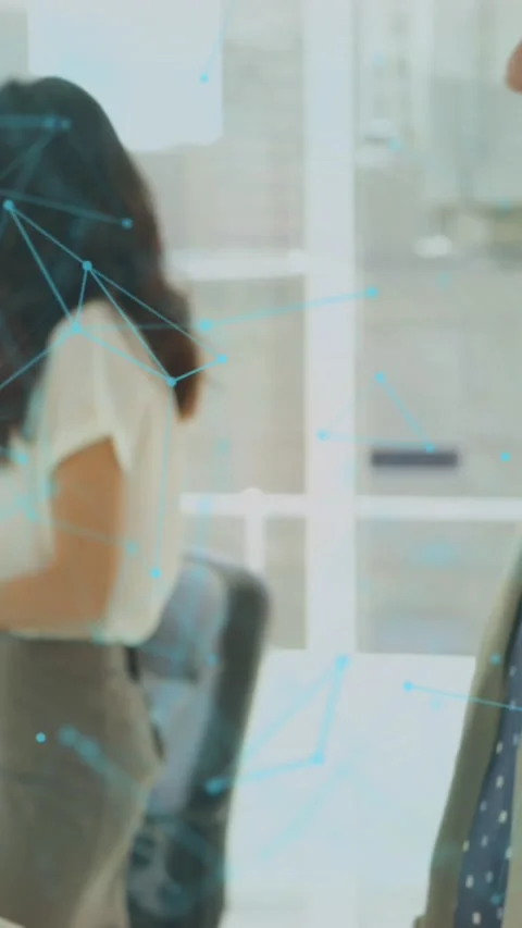 Animation of connections and bionic security over diverse businesspeople shaking 스톡 동영상 324024919