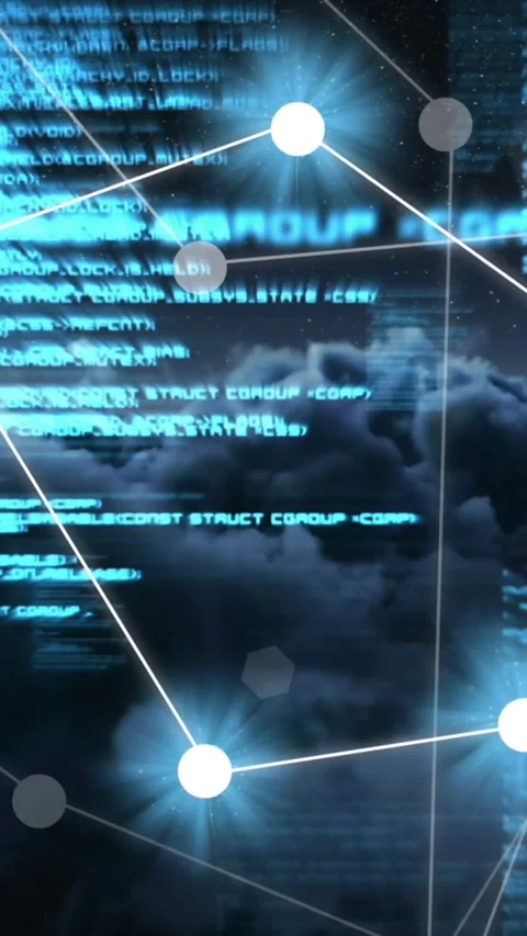 Animation of connections and data over clouds Stock Footage 342801970