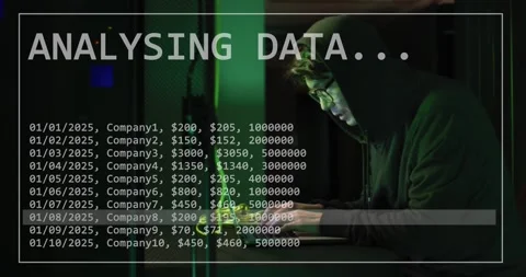 Animation of connections and data processing over male asian hacker using Stock Footage 328232910