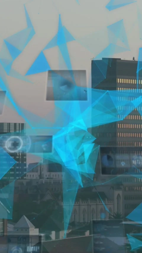 Animation of connections and data processing over cityscape Stock Footage 341953446