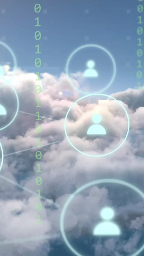 Animation of connections and data processing over clouds Stock Footage 343078826