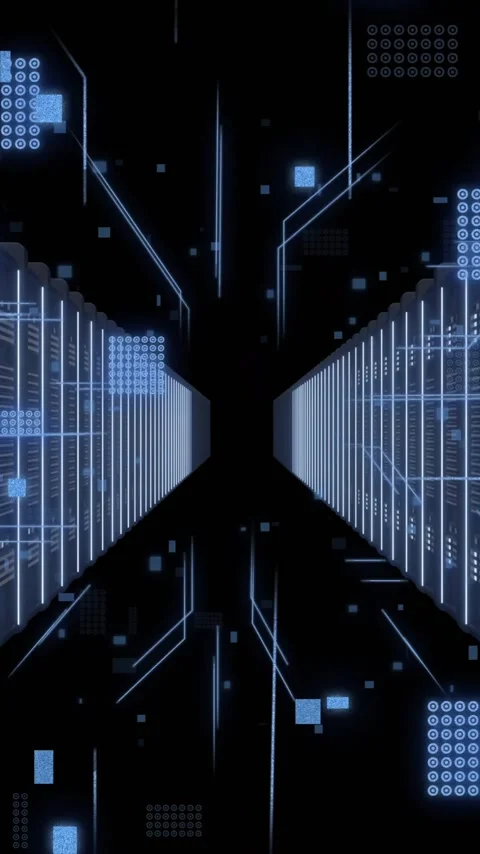 Animation of connections and data processing over computer servers Stock Footage 343713834