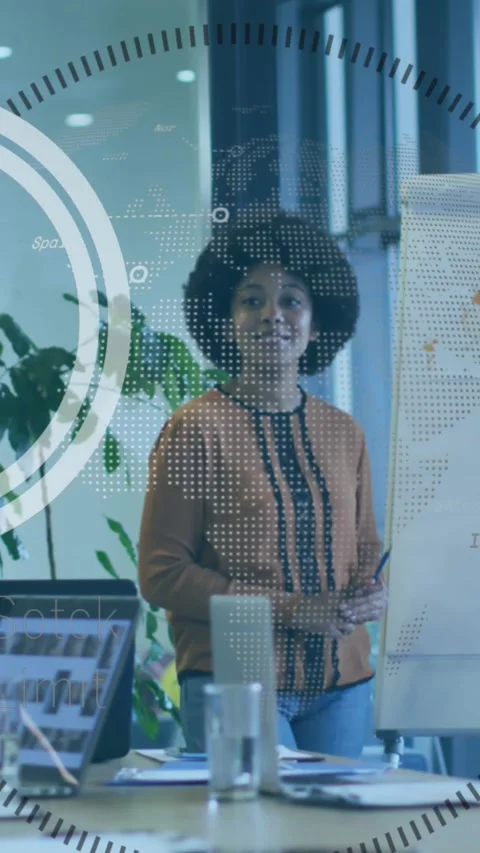 Animation of connections and data processing over business people in office Stock Footage 344556829