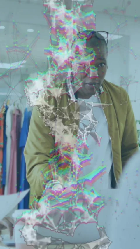 Animation of connections and data processing over business people in office Stock Footage 344613855