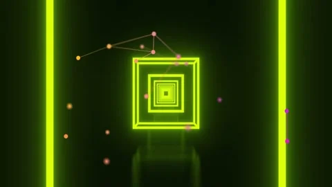 Animation of connections and digital data processing over neon pattern Stock Footage 327361523