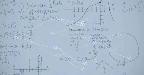 Animation of connections and math formulas on grey background Stock Footage 330058331