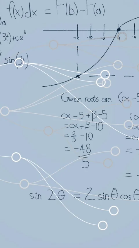 Animation of connections and math formulas on grey background Stock Footage 344722709