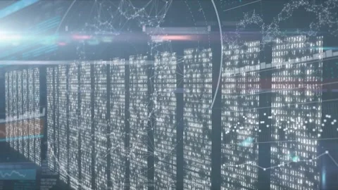 Animation of connections and scientific data processing over computer servers Stock Footage 329495470
