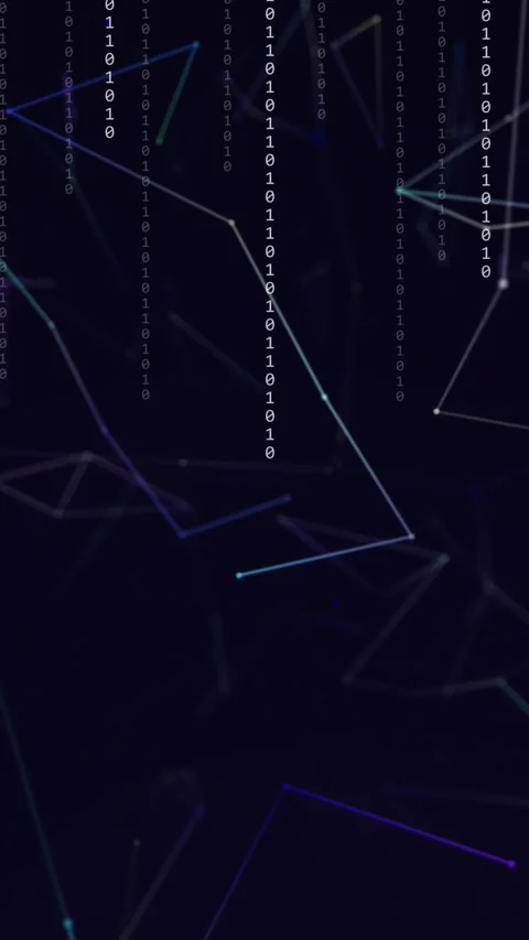 Animation of connections, binary coding and data processing 動画素材 343608426