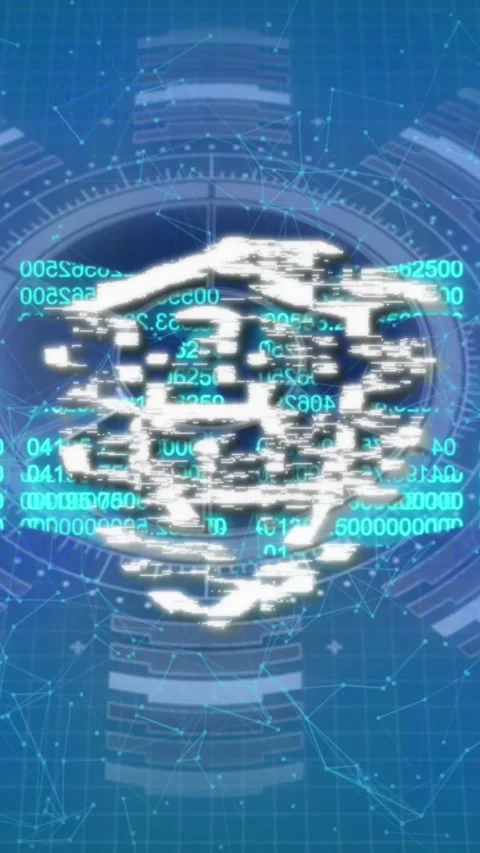 Animation of connections, block chain and digital shield with padlock on blue Stock Footage 341956154