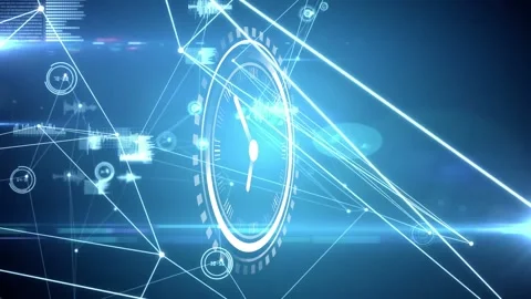 Animation of connections with clock on b... | Stock Video | Pond5